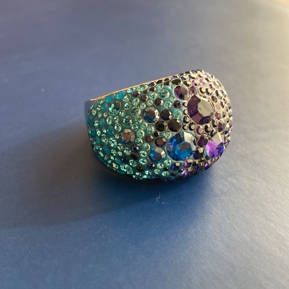 Swarovski Chic Purple Blue Large Statement Bauble Fashion Ring - Picture 4 of 16